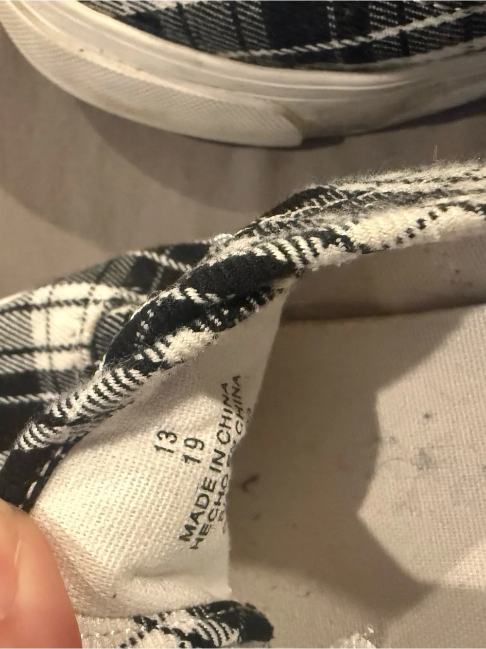 Old Navy Black & White Plaid Kids Canvas Sneakers